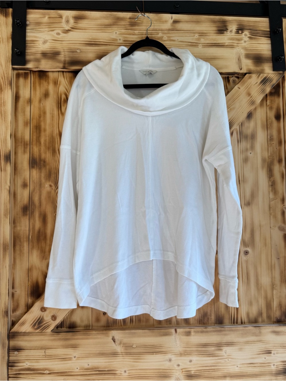 Lucky Brand White Long Sleeve Cowl Neck Tee